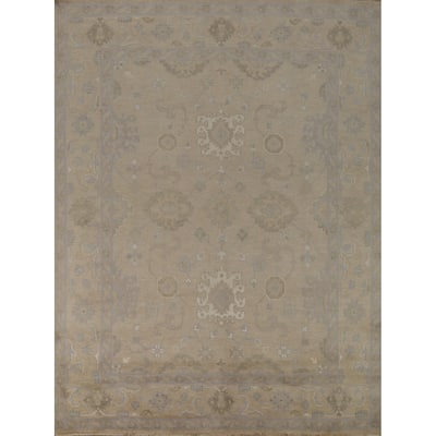 Earth Tone Oushak Area Rug Hand-Knotted Wool Carpet - 8'0"x 9'10"