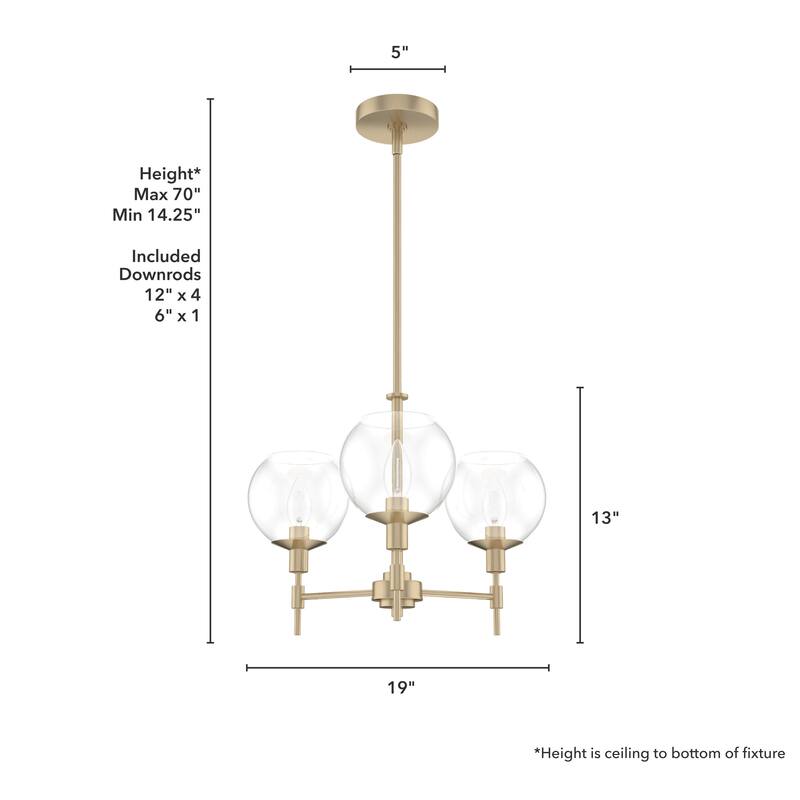 Hunter Xidane Metal and Glass Orb Chandelier - Entry, Kitchen or Dining Room Table, Bedroom - Mid-Century Modern, Transitional