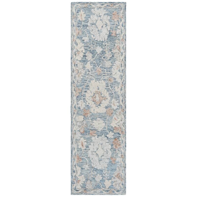 SAFAVIEH Handmade Marquee Hellgard Wool Rug - 2'3" x 8' Runner - Blue/Rust