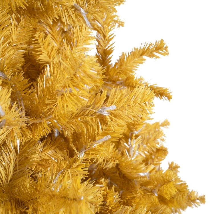 Maria Gold Christmas Tree Prelit, Realistic Artificial Christmas Tree with Lights