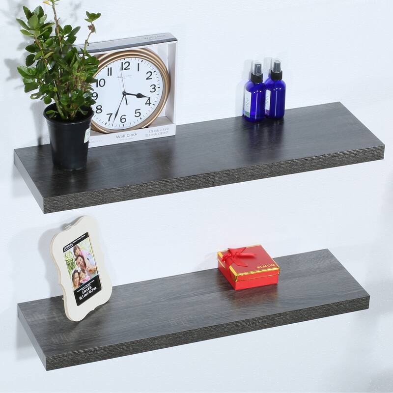 Set of 2 Modern and Contemporary Black Oak Floating Shelves - 9.25*31.5*1.5 inches