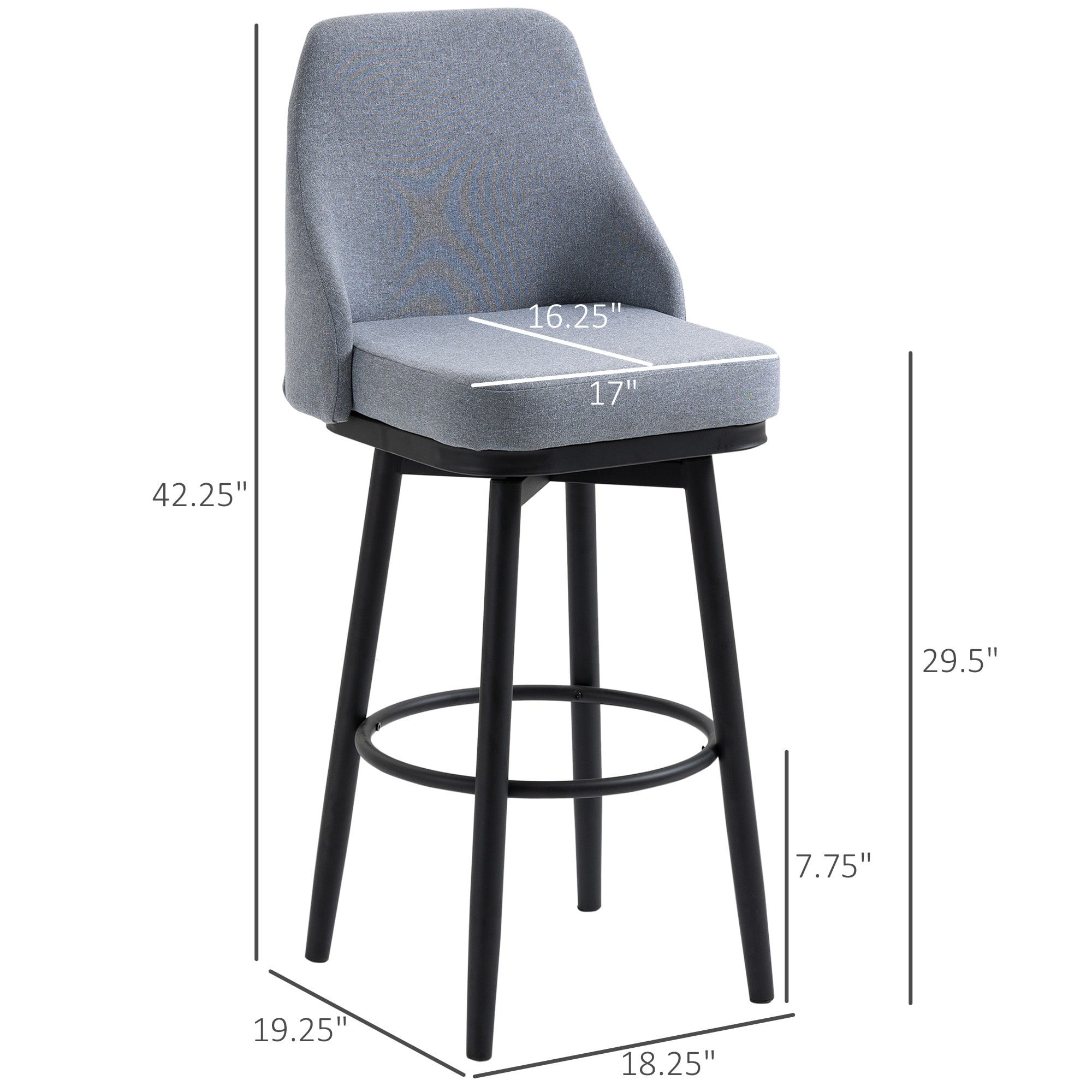 HOMCOM Extra Tall Bar Stools Set of 2 Modern 360 Swivel Barstools Dining Room Chairs with Steel Legs and Footrest Bed Bath Beyond 36138669