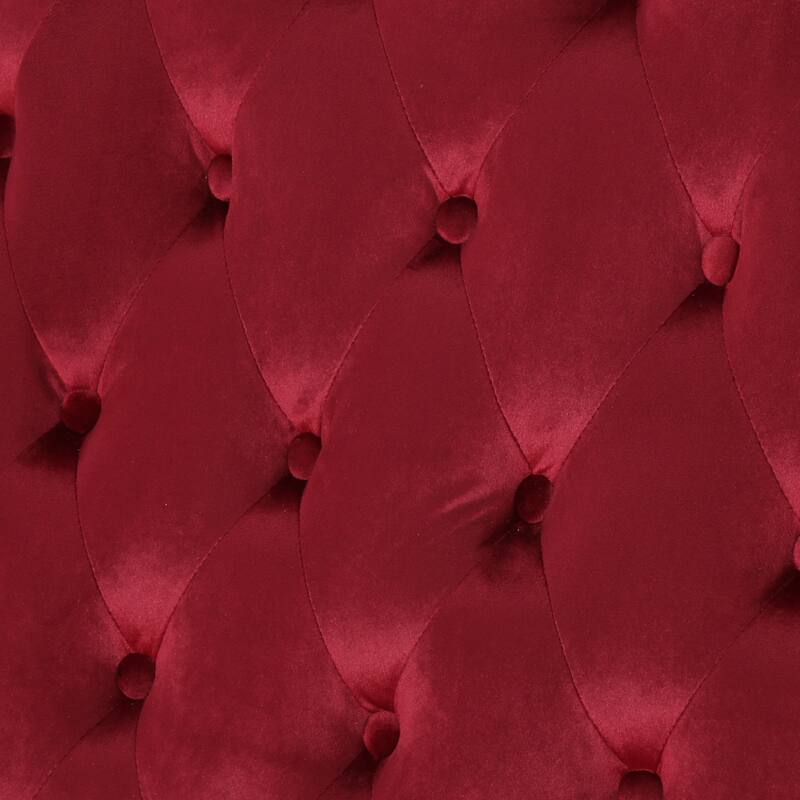 Wine Red 50.25" Velvet Button Tufted High Wingback Loveseat Sofa with Wood Legs for Living Room