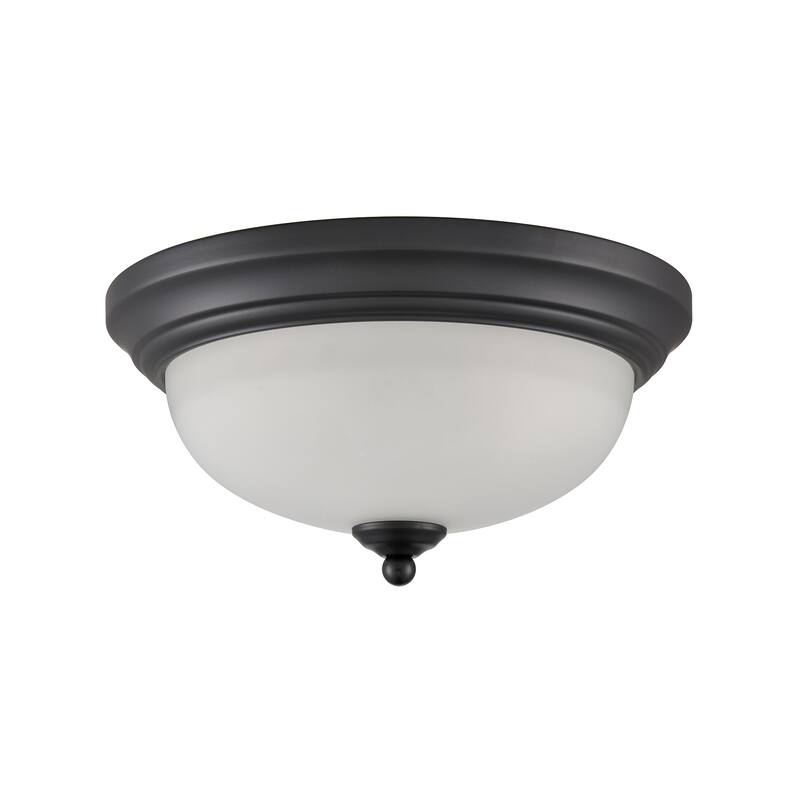 Elk Home Basics Black With White Glass 2 Light Flush Mount