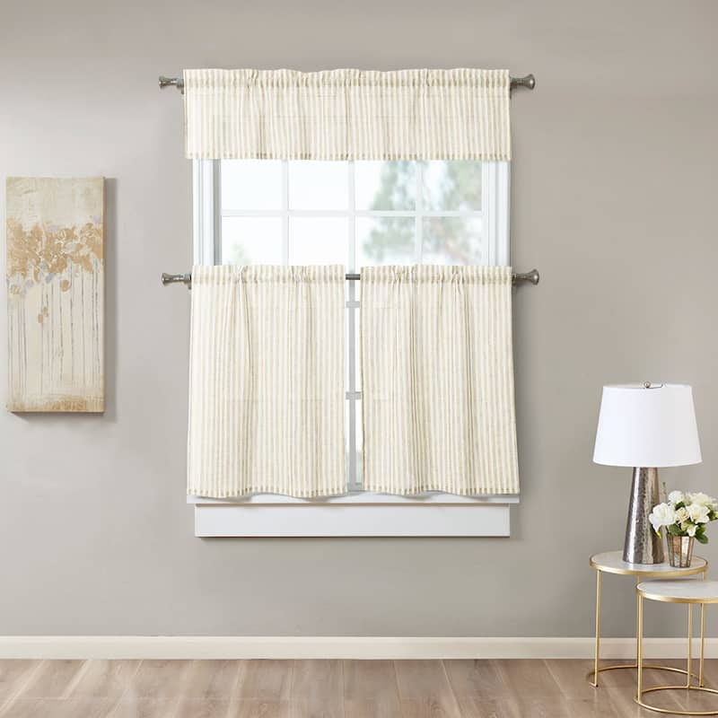 Nanshing Turner Rod Pocket Kitchen Curtain Valance & Tiers Set - Beige