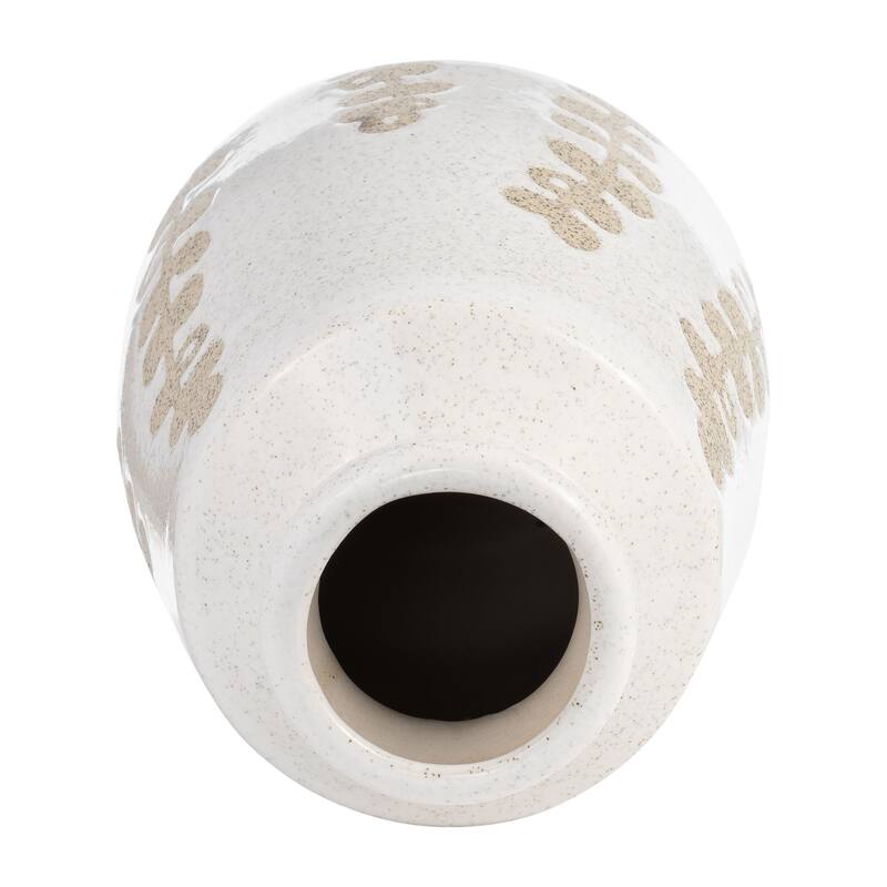 Sagebrook Home Decorative Ivory Botanical Floral Ceramic Vase