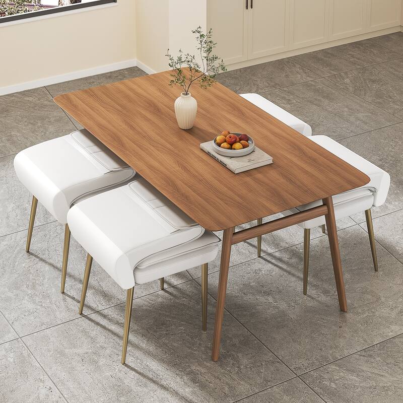 VECELO Foldable Dining Chair Set 2/4/6 Pack PU Leather Space Saving Chairs with Metal Legs Waterproof Kitchen Living Room Chairs