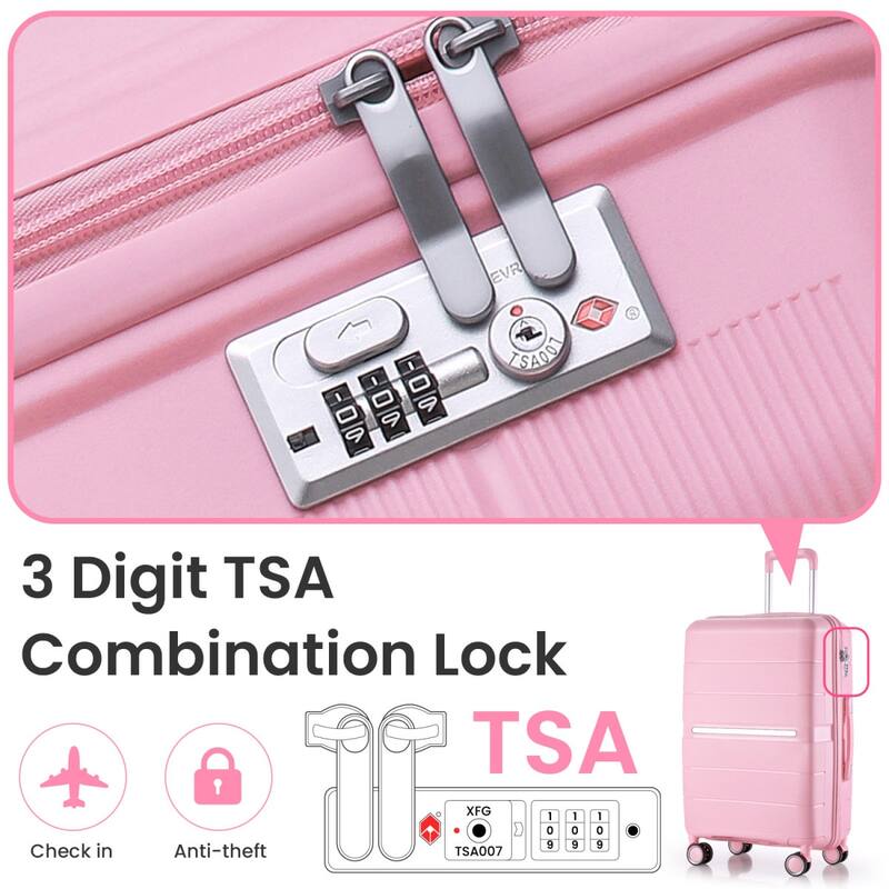 4 Piece Luggage Sets(14/20/24/28), PP Lightweight Expandable Suitcase Set with Spinner Wheels and TSA Lock