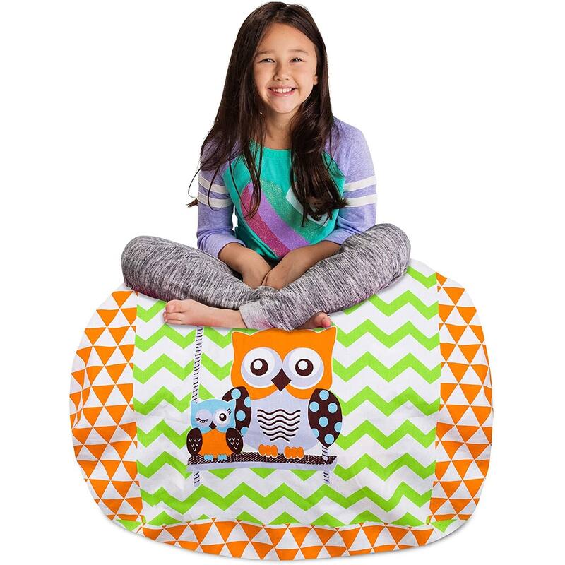 Kids Bean Bag Chair Cover Stuffed Animal Storage or Toy Organizer