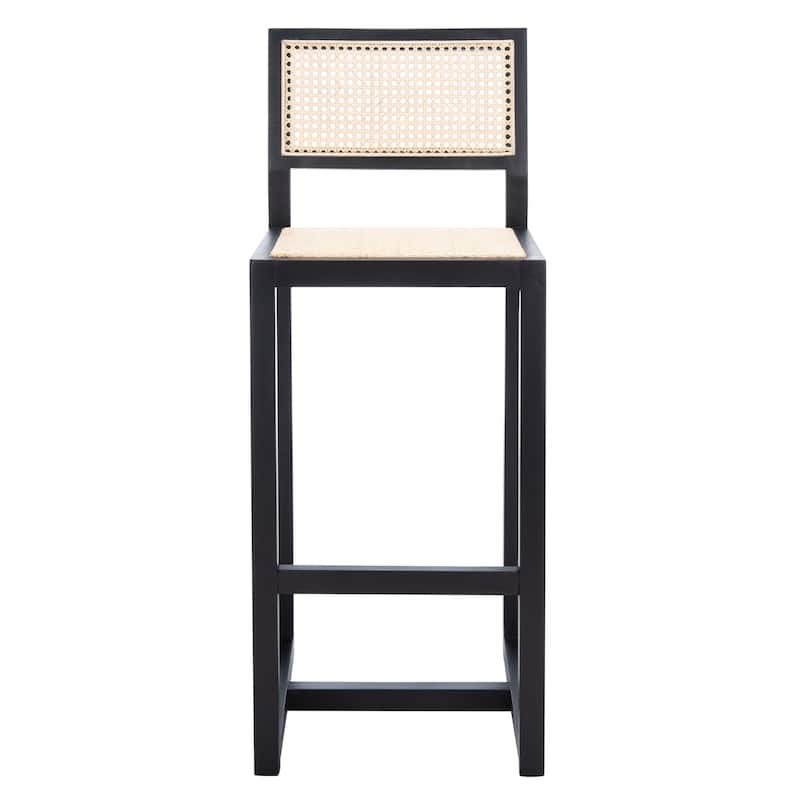 SAFAVIEH Evangeline Rattan Bar Stool - 16" W x 19" D x 41" H - 16Wx19Dx41H