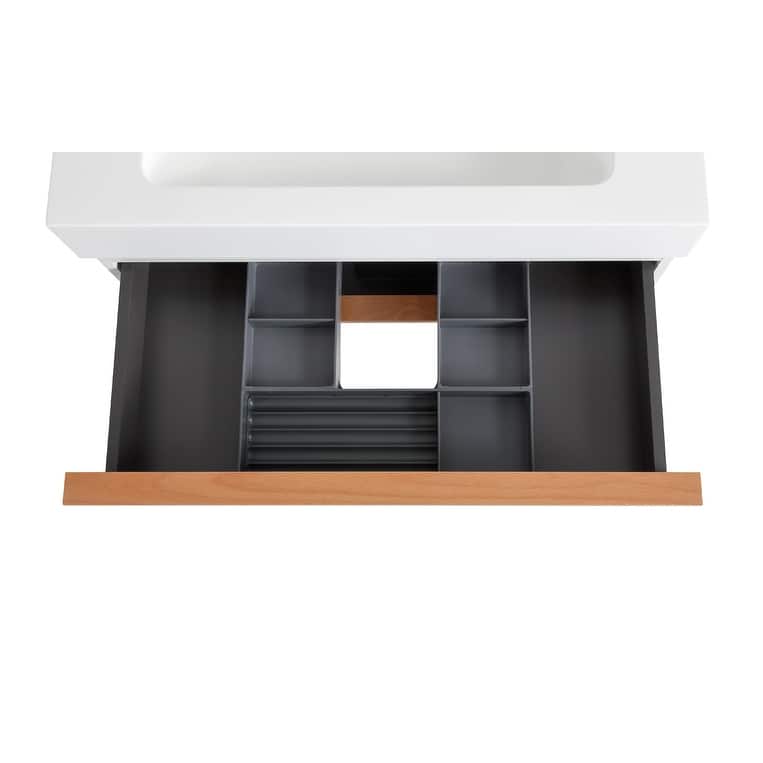 Wall Mounted Bathroom Vanity with Integrated Acrylic Sink