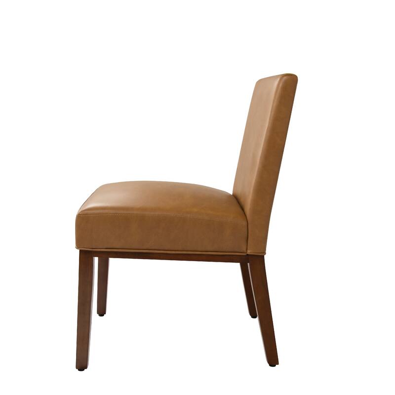 Jan Dining Chair with Espresso Wood Legs, Caramel Brown Faux Leather
