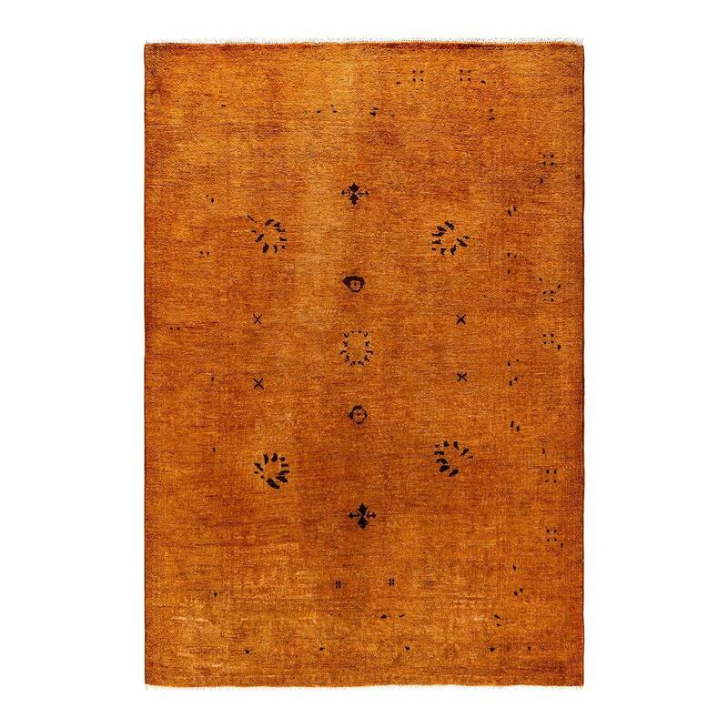 Vibrance, One-of-a-Kind Hand-Knotted Area Rug - Brown, 4' 2" x 6' 2" - 4' 2" x 6' 2"