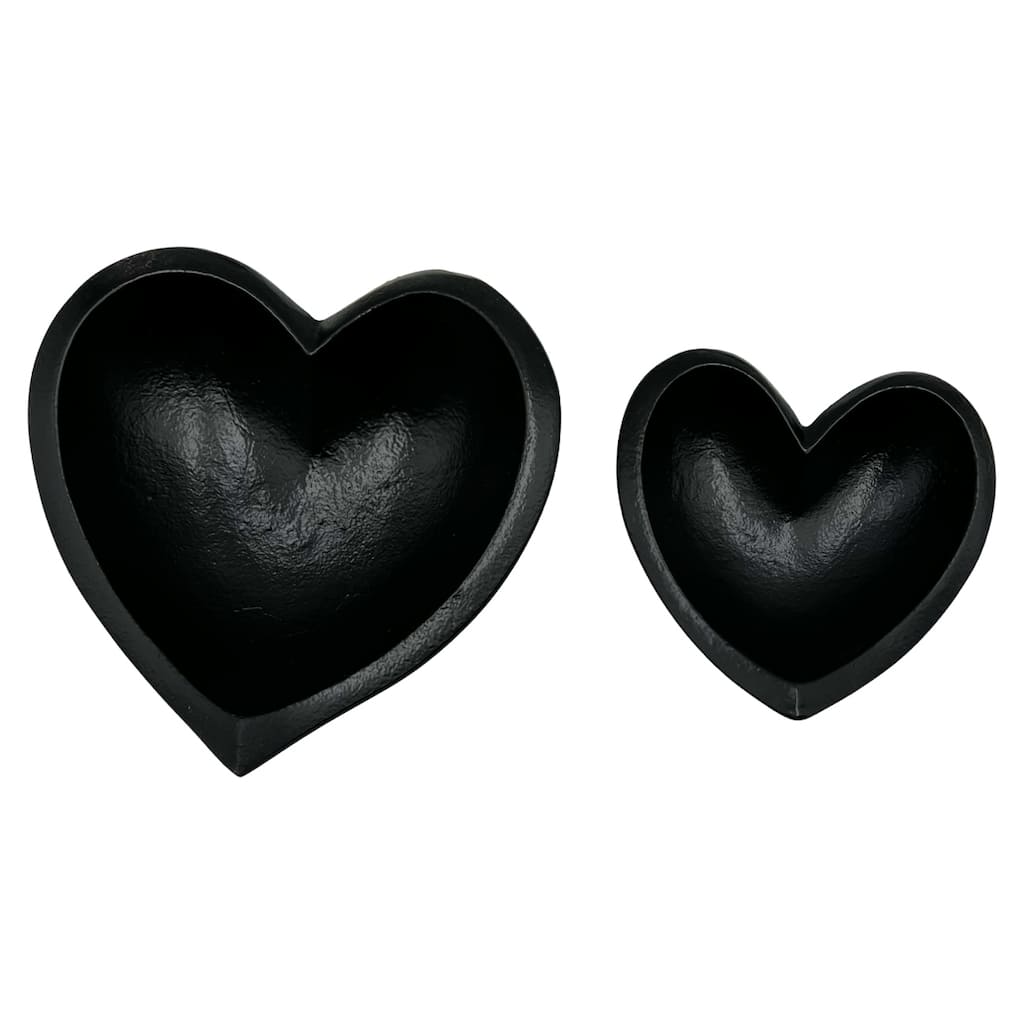 Set of 2 Decorative Handmade Aluminum Heart Bowl - Large (8 x 8 x 2.5 in) & Small (6 x 6 x 2 in)