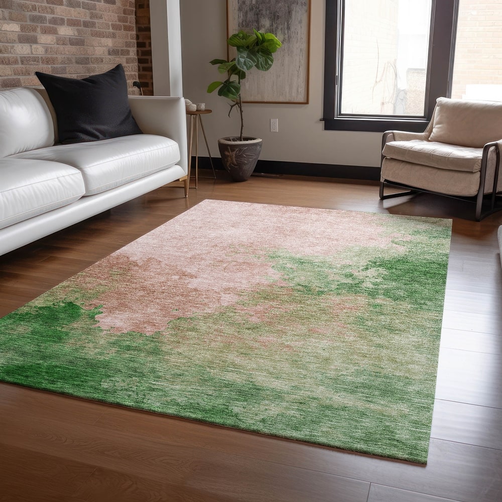 Machine Washable Indoor/ Outdoor Abstract Modern Chantille Rug