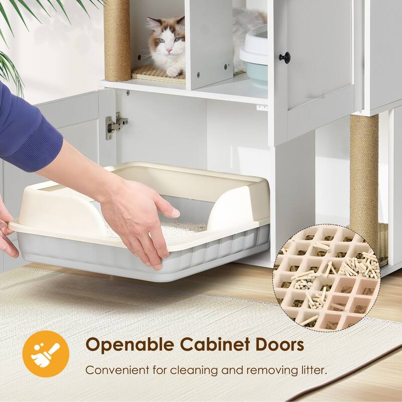 Cat Litter Box Enclouse,Cat Litter Box Enclosure for 2 Cats,Cat Litter Cabinet,Litter Box Enclosure with Shelve