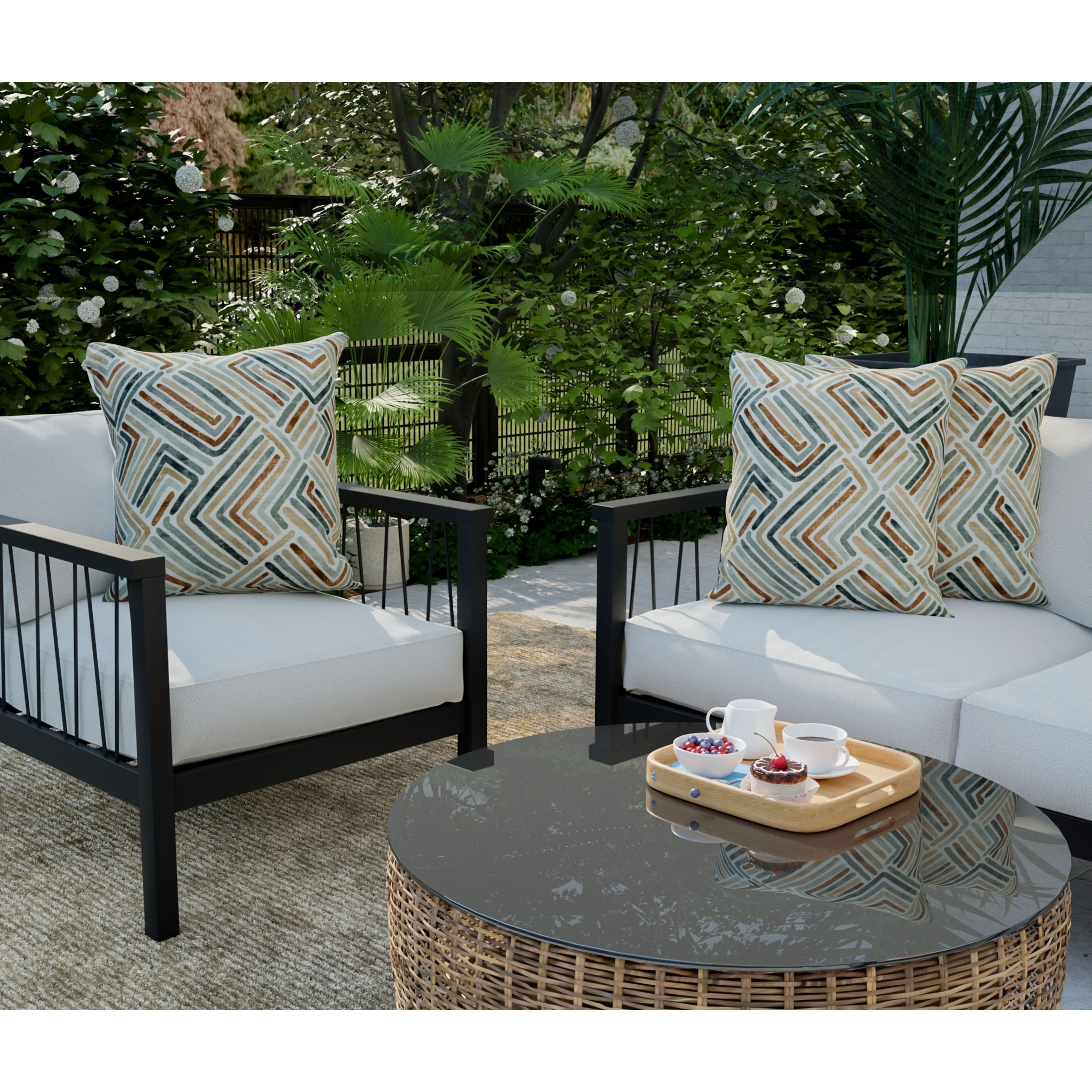 Rizzy Home Grey/Neutrals Geometric Transitional Outdoor Throw Pillow