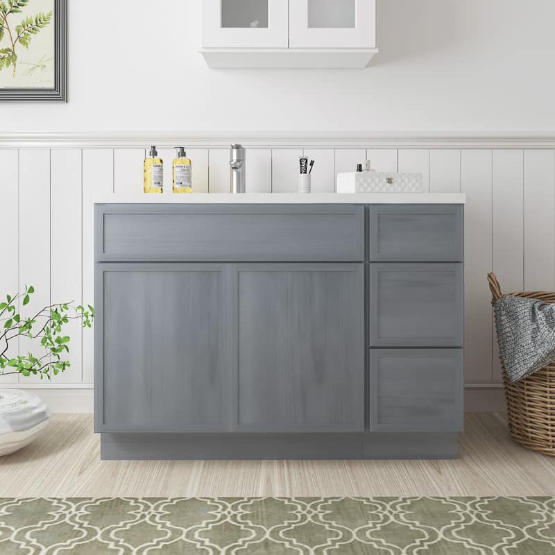 Vanity Art 45" Birch Freestanding Bathroom Vanity Cabinet without Top - Silver