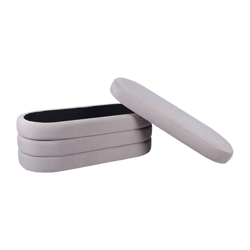 Velvet Storage Ottoman Bench MDF Frame Modern Living Room Bedroom