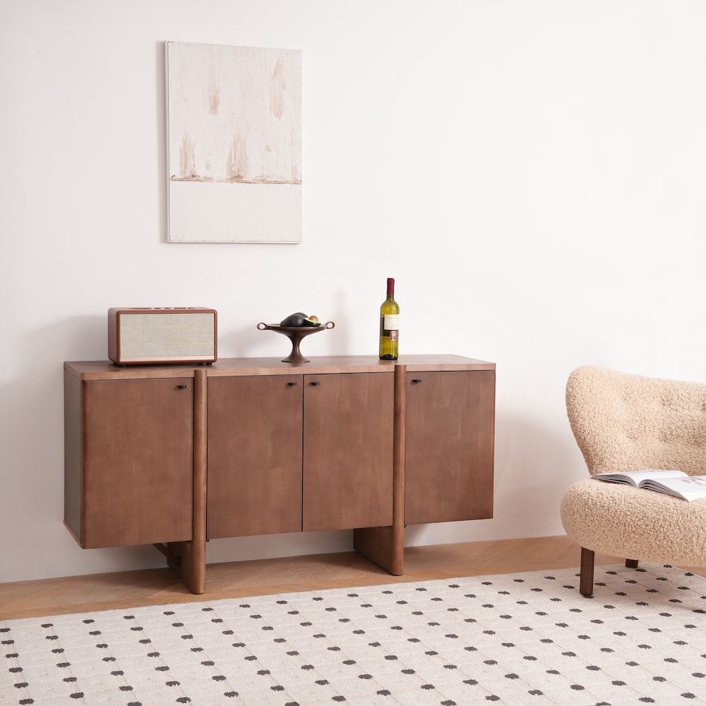 Christopher Knight Home - Ethan Modern 60" Wide Storage Sideboard with Adjustable Shelves and Sleek Design