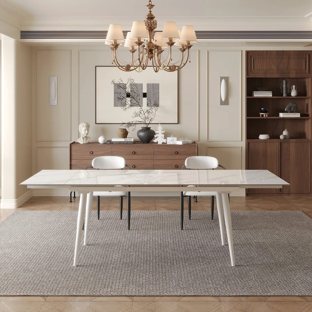 94.48" Rectangular Extendable Sintered Stone Dining Table