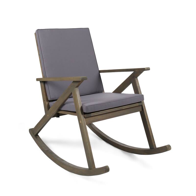 Acacia Rocking Chair Outdoor Use, Durable Acacia Wood, Water-Resistant Cushions, for Garden, Lawn, Backyard, Pool