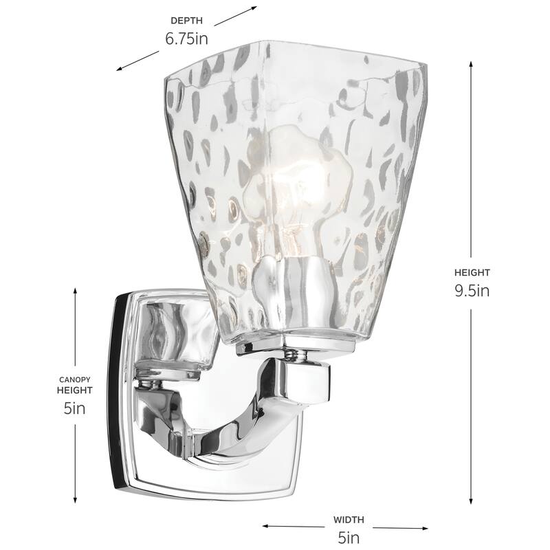 Kichler Lighting Marant 9.5" 1-Light Wall Sconce with Clear Water Glass in Chrome
