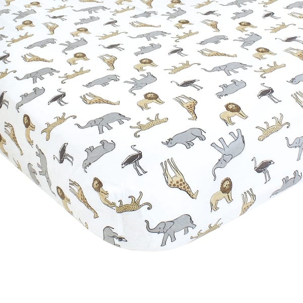 slide 1 of 1, Hudson Baby Cotton Fitted Crib Sheet, Modern Safari, One Size - Modern Safari - One Size One Size - Modern Safari