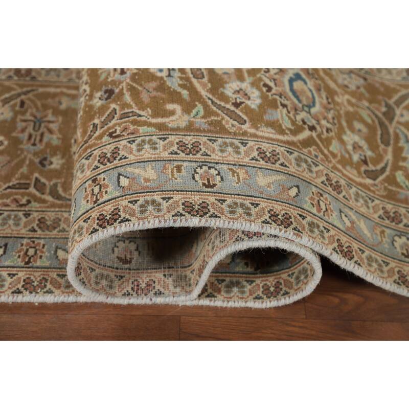 Traditional Kashan Vintage Persian Rug Hand-Knotted Pink Wool Carpet - 9'6" x 13'0"