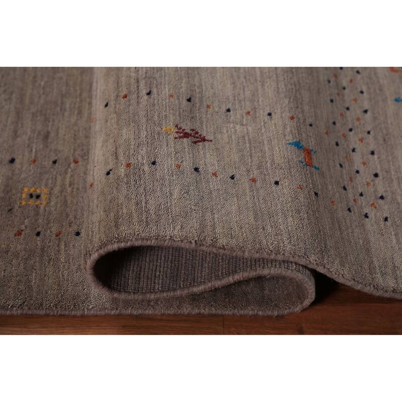 Brown Gabbeh Oriental Area Rug Hand-Knotted Wool Carpet - 5'3" x 7'6"