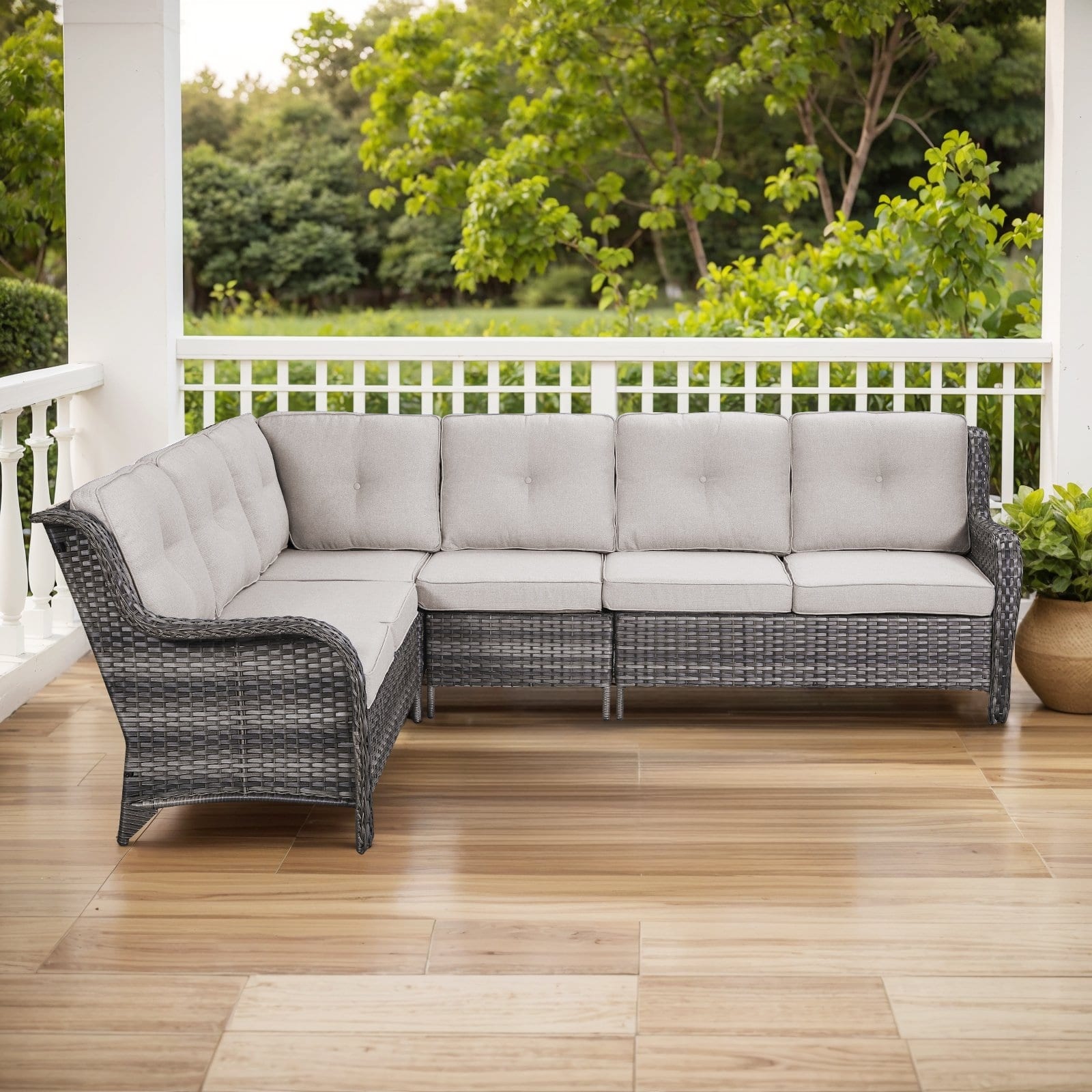 Option Grey Rattan - Beige Cushion
