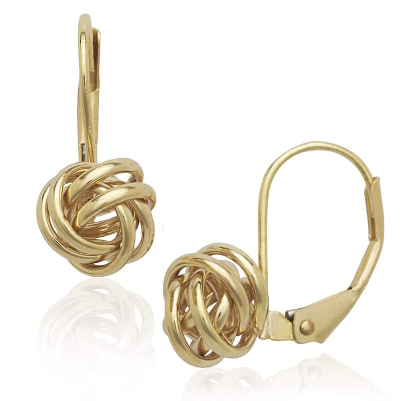 Curata 14k Yellow or White Stationary Love Knot Lever Back Earrings
