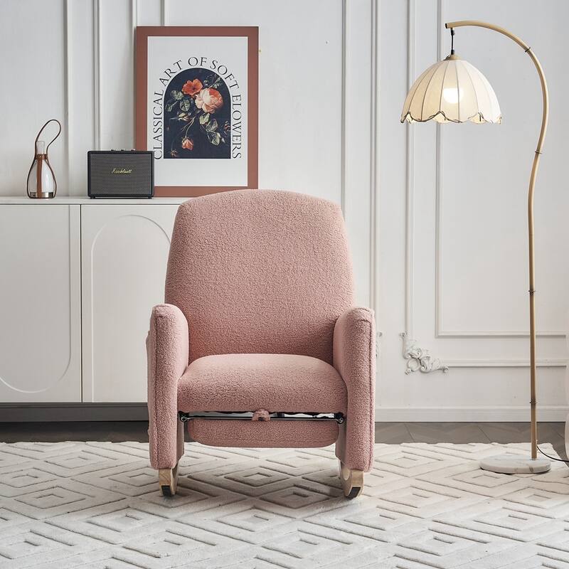 Rocking Chair With Adjustable Footrest - Pink