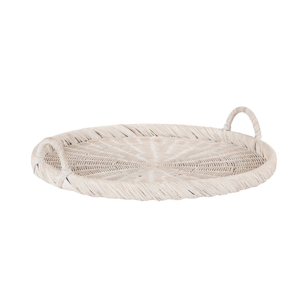 slide 2 of 16, Kate and Laurel Cormont Rattan Serving Tray 23x23 - White