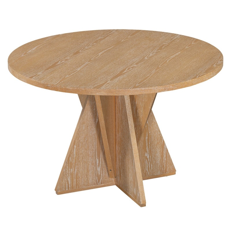 5-Piece Round Dining Table Set for 4, Retro Kitchen Table and Chairs Set of 4 with Designed Base