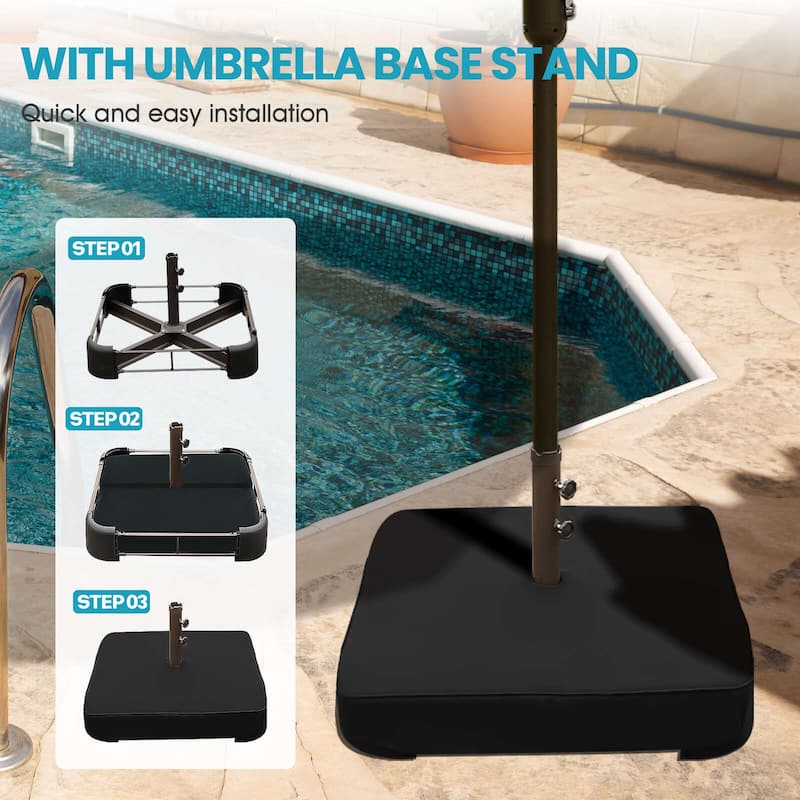 Aoodor 15ft Outdoor Double Sided Market Patio Umbrella with Base Stand