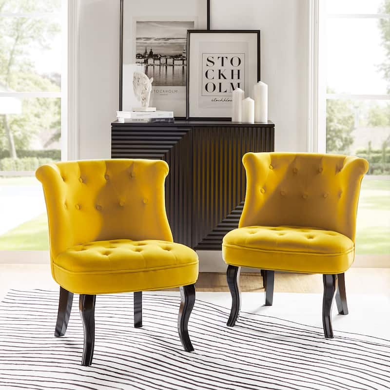Christi Vibrant Tufted Velvet Upholstered Accent Chairs Set of 2 by HULALA HOME