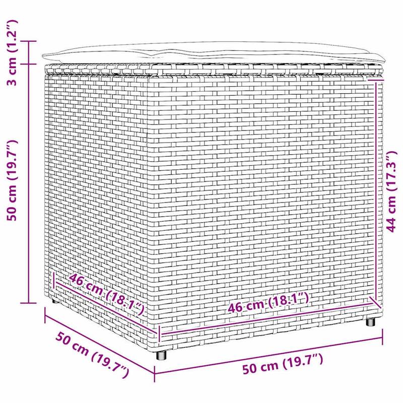 Comfy Outdoor Storage Box for Sofa Cushions - 19.7 x 19.7 x 19.7 in