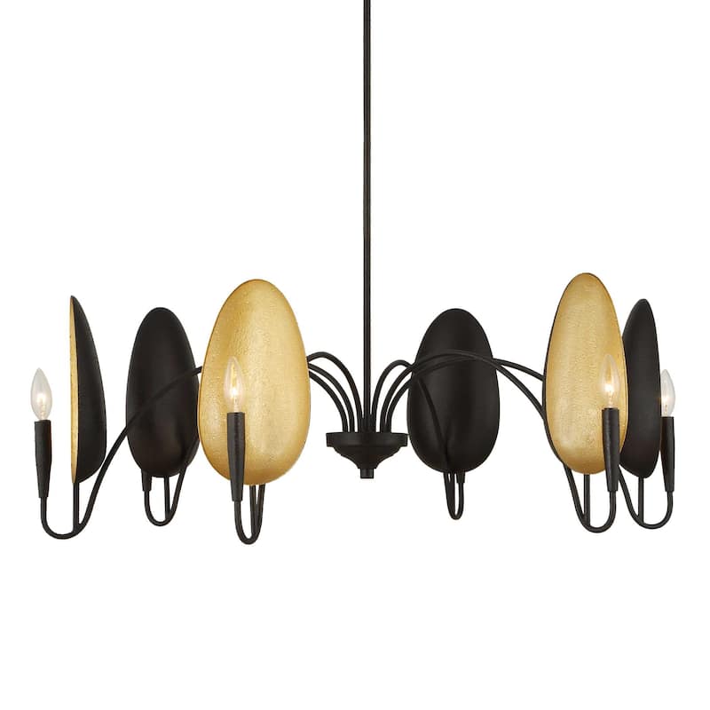 Uttermost Warwick 6 Light Matte Black Chandelier - 41.5"W x 41.5"D x 19"H