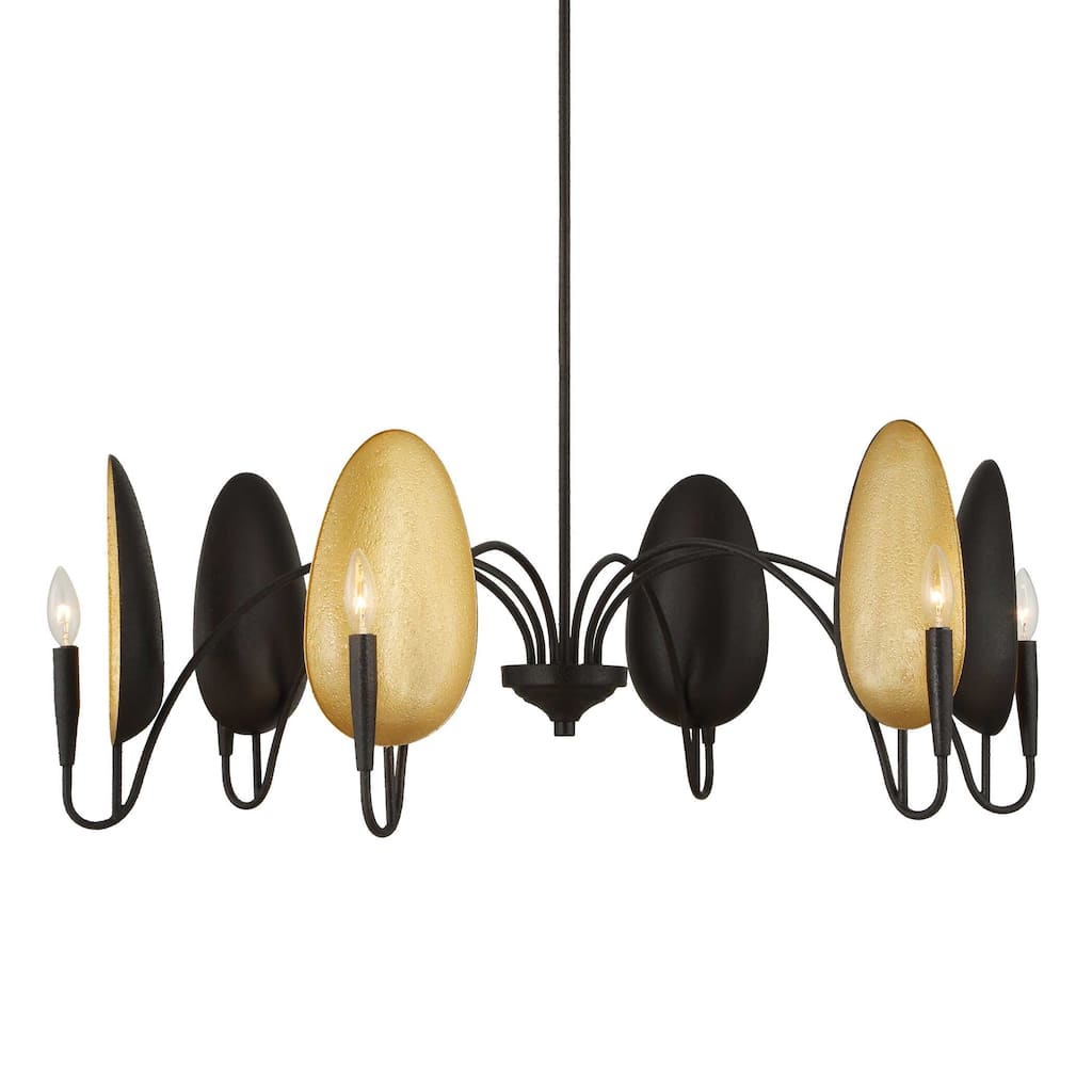 Uttermost Warwick 6 Light Matte Black Chandelier - 41.5"W x 41.5"D x 19"H