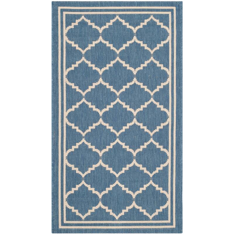 SAFAVIEH Courtyard Celine Indoor/ Outdoor Waterproof Patio Backyard Rug - 2' x 3'7" - Blue/Beige