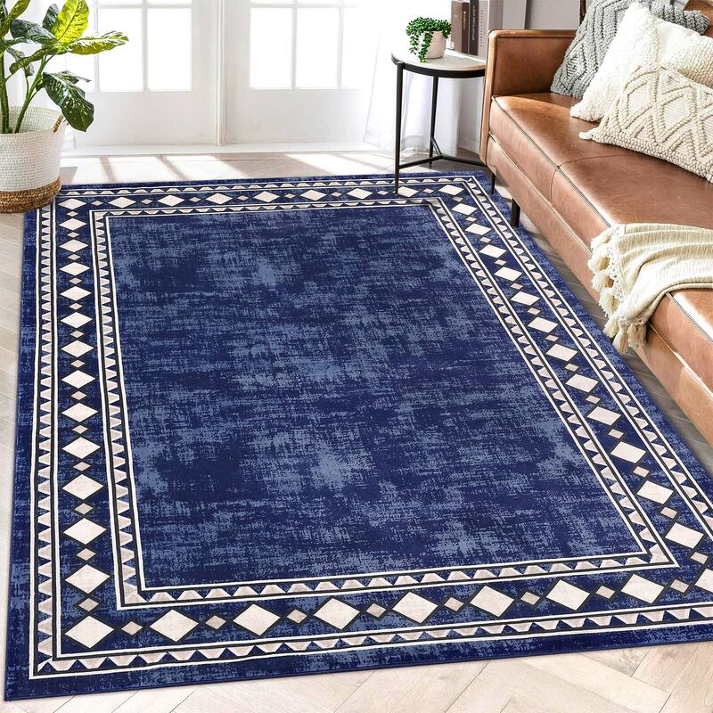Garvee Machine Washable Rug Modern Bordered Area Rugs
