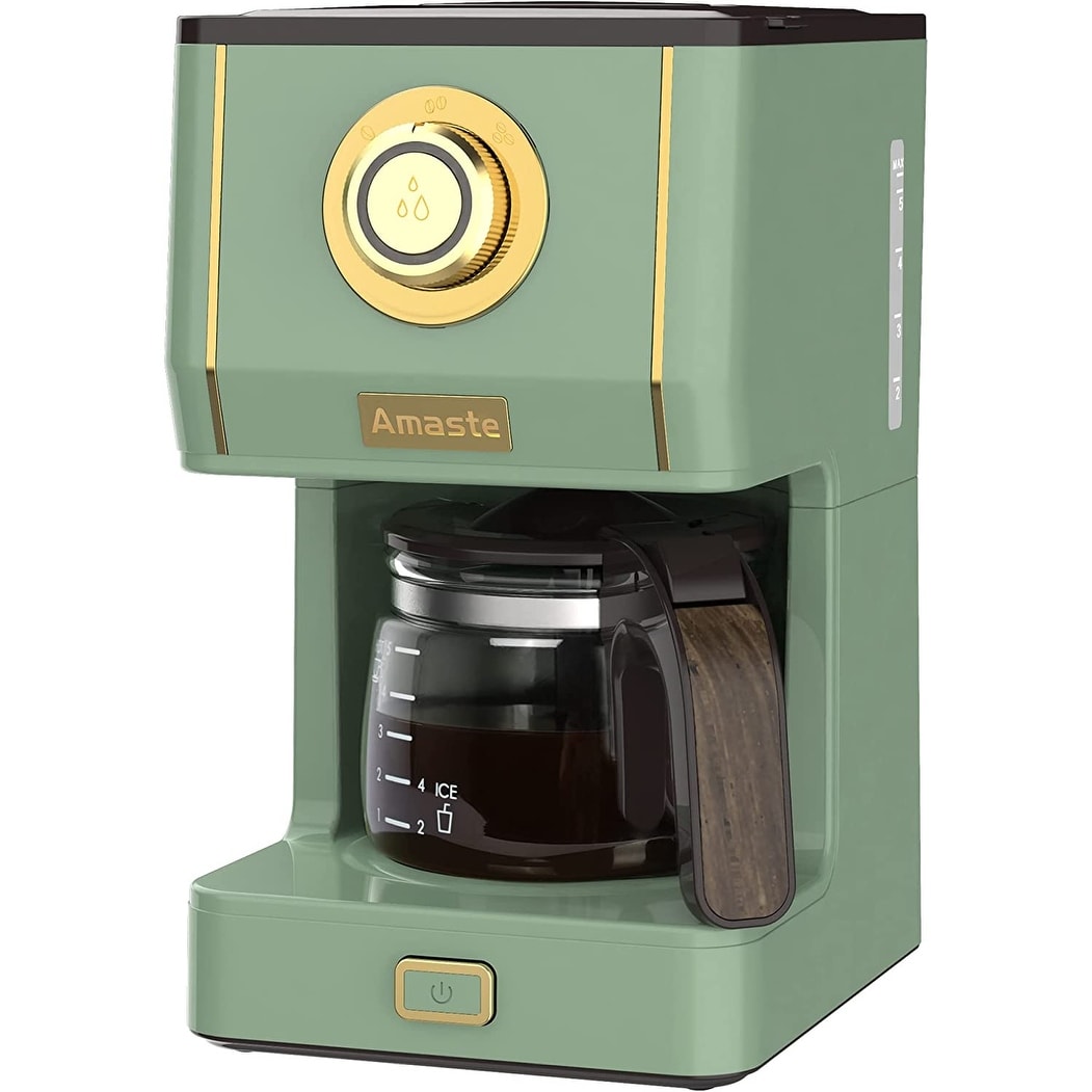 Drip Coffee Maker, Coffee Machine with 25 Oz Glass Coffee Pot, Retro Style Coffee Maker with Reusable Coffee Filter &