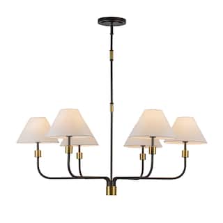 Artcraft Providence - Chandelier - Black with Brushed Brass Accent - Fabric Shade