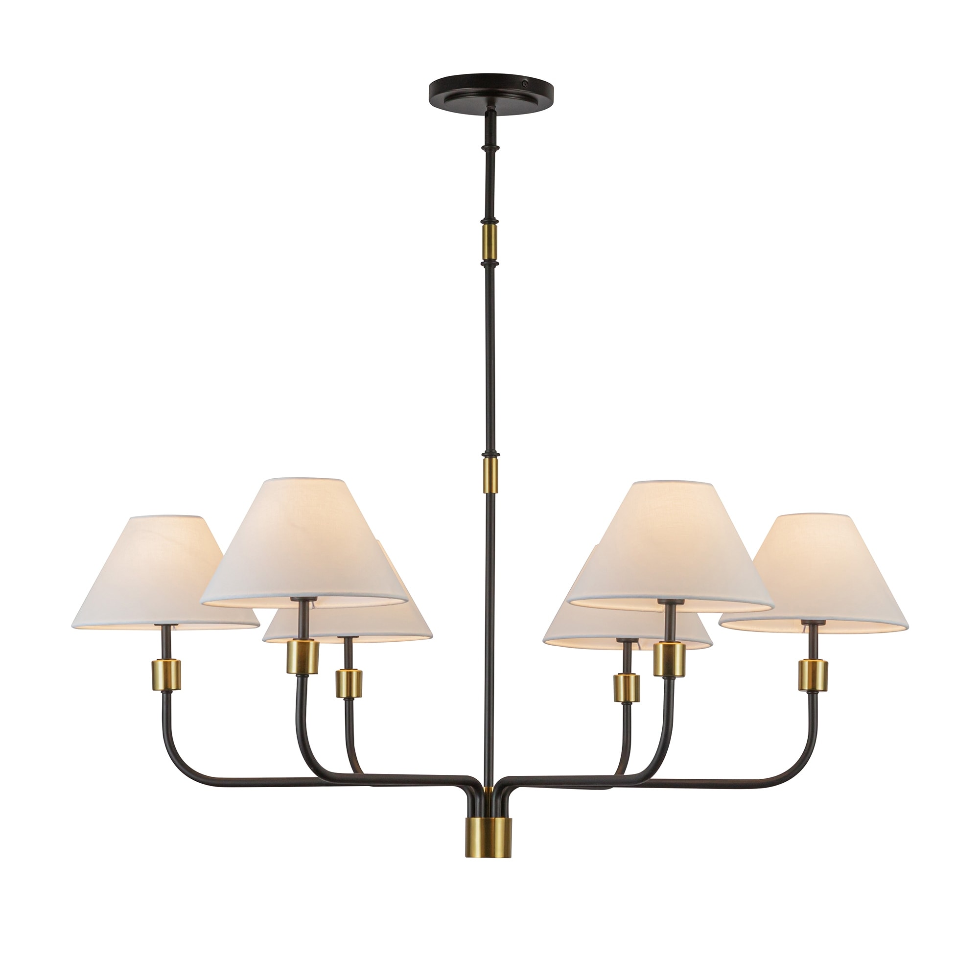 Artcraft Providence - Chandelier - Black with Brushed Brass Accent - Fabric Shade