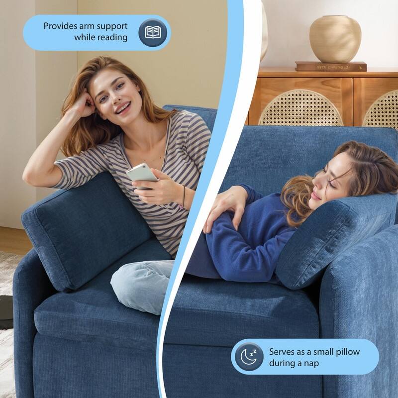 50" x 43" Oversized Chenille Accent Chair, Wide Deep Seat Upholstered Lounge Armchair with Pillows