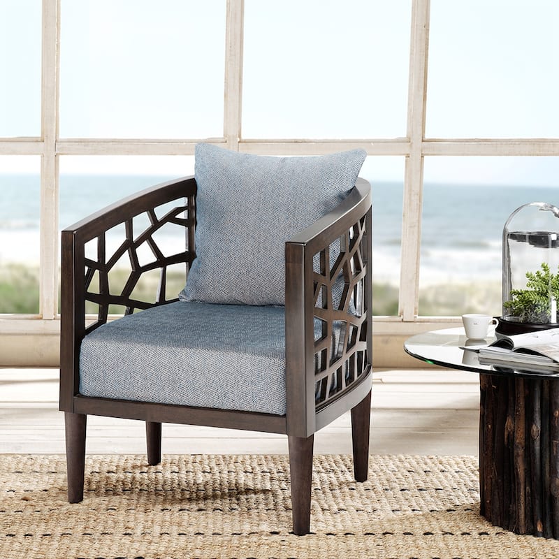 Crackle Accent Chair，Modern Accent Chair,for Living Room Bedroom Studio,Living Room Chairs Comfy Reading - Blue