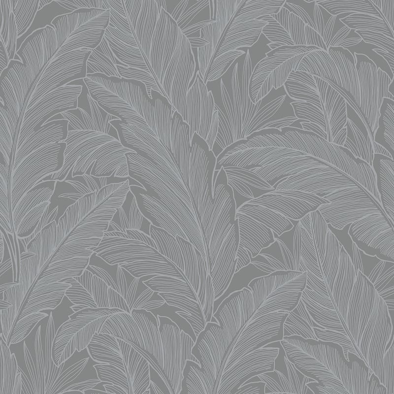 Seabrook Designs Deco Banana Leaf Nonwoven Unpasted Wallpaper - 27 in. W x 27 ft. L - Slate