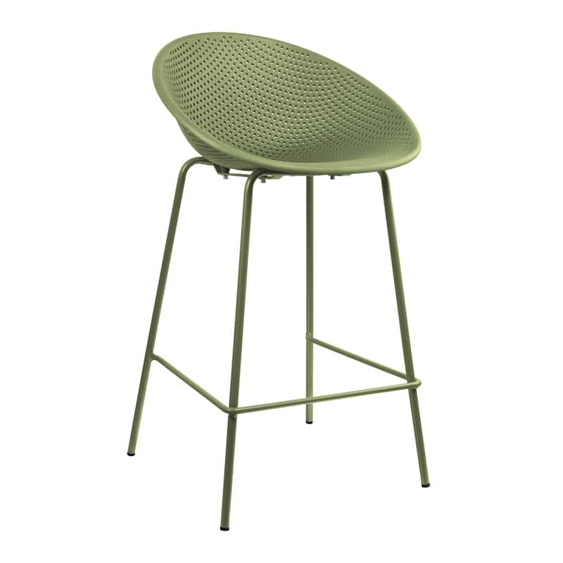 Set of 2 Counter height Bar Stools For Kitchen Egg Shaped Oval Seat Circle Dots Round Pattern for Indoor Outdoor - N/A