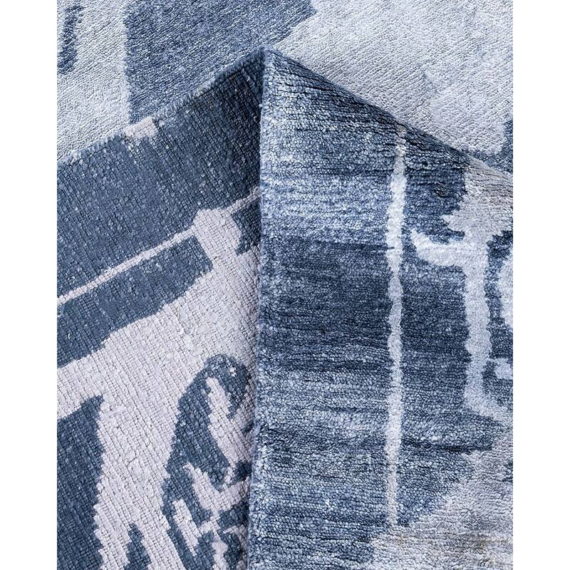 Modern One-of-a-Kind Hand-Knotted Area Rug, Blue - 9' 2" x 12' 2"